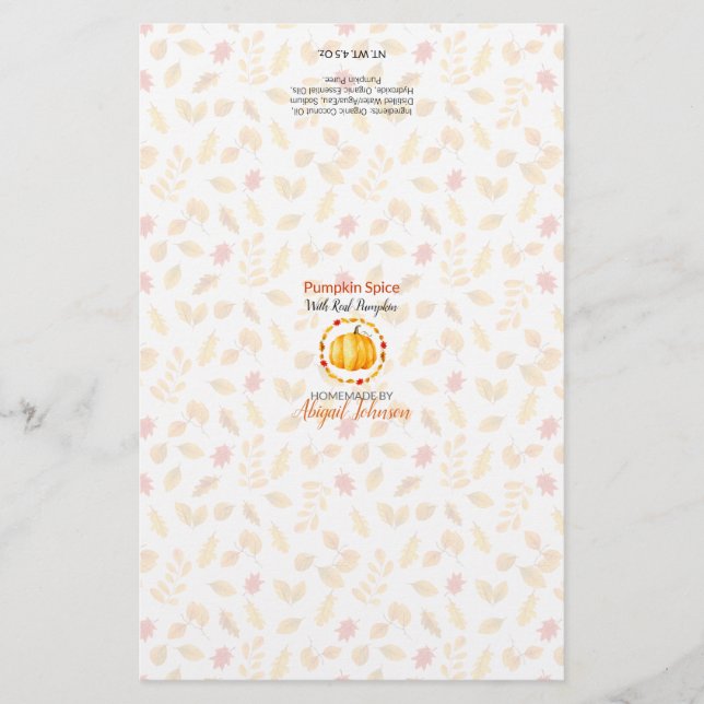 Pumpkin Spice Soap Packaging Wrapper | Linens Papp (Framsida)