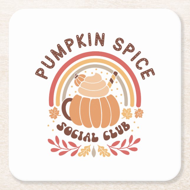 Pumpkin Spice Social Club – Cute Fall PSL  Underlägg Papper Kvadrat (Framsidan)
