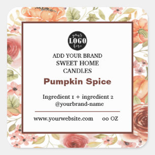 Pumpkin Spice Soy Candle-etikett Fyrkantigt Klistermärke