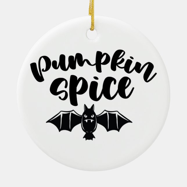 Pumpkin Spice - Spooky Halloween Fladdermus Julgransprydnad Keramik (Baksidan)