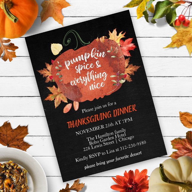 Pumpkin Spice Thanksgiving Black-inbjudan (Skapare uppladdad)