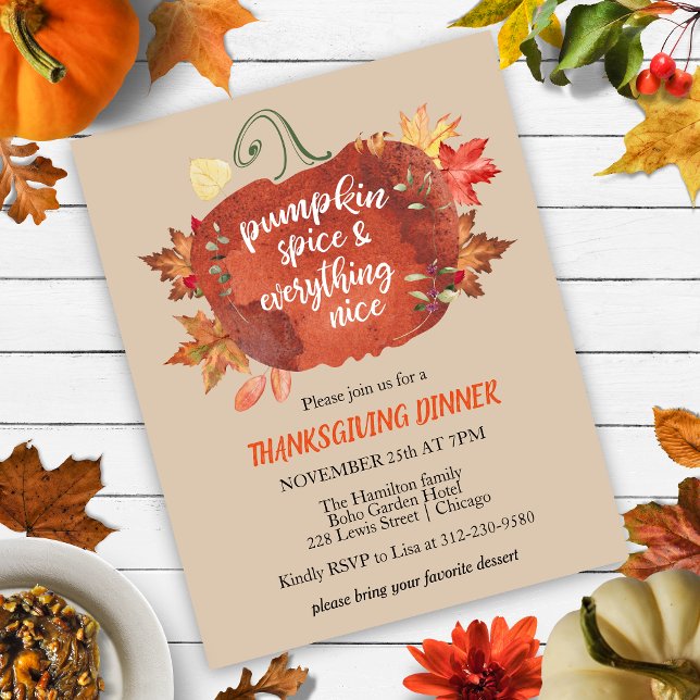 Pumpkin Spice Thanksgiving Budget Brown-inbjudan (Skapare uppladdad)