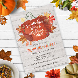 Pumpkin Spice Thanksgiving Grått Wood-inbjudan