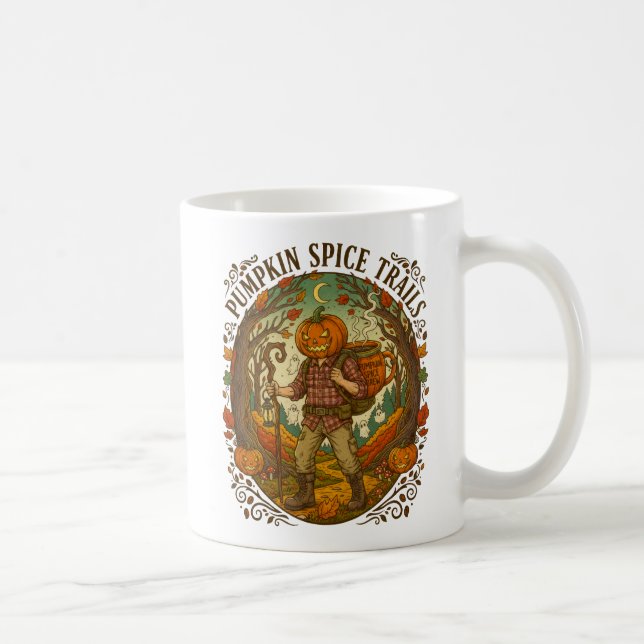Pumpkin Spice Trails Autumn Hiking Illustration Kaffemugg (Höger)