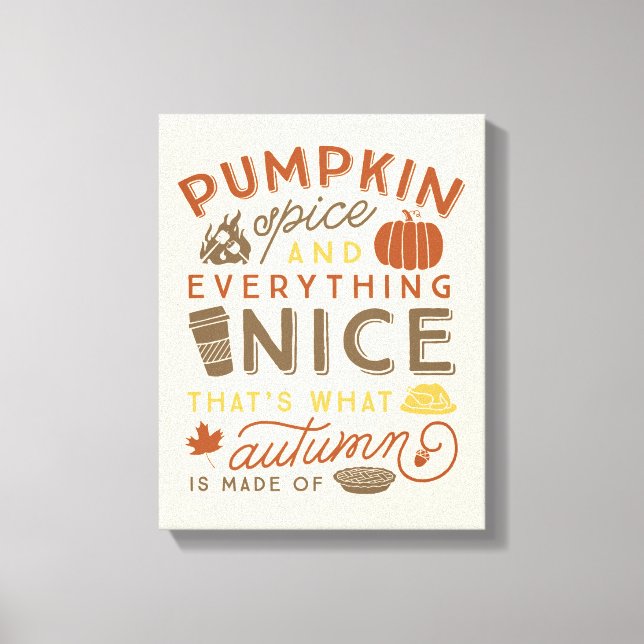 Pumpkin Spice Typografisk höstbild Canvastryck (Framsida)