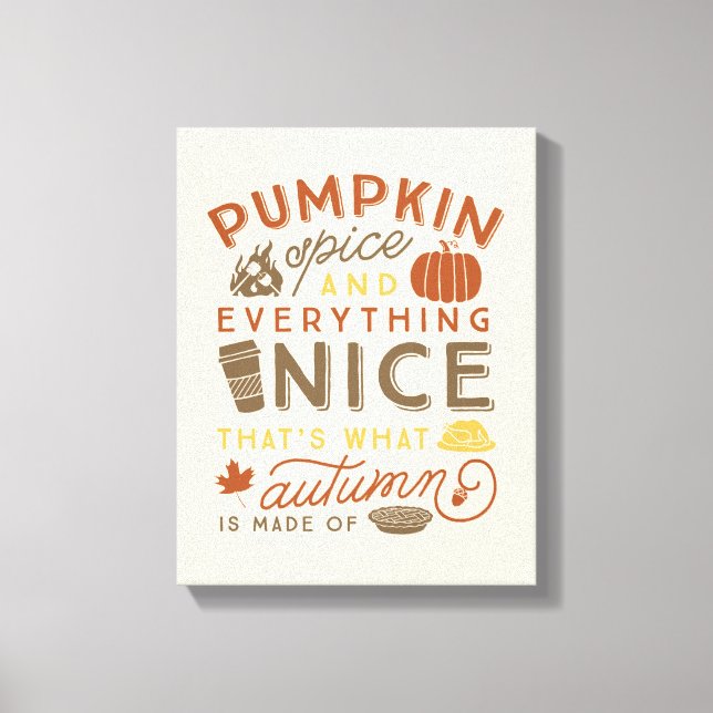 Pumpkin Spice Typografisk höstbild Canvastryck (Framsida)