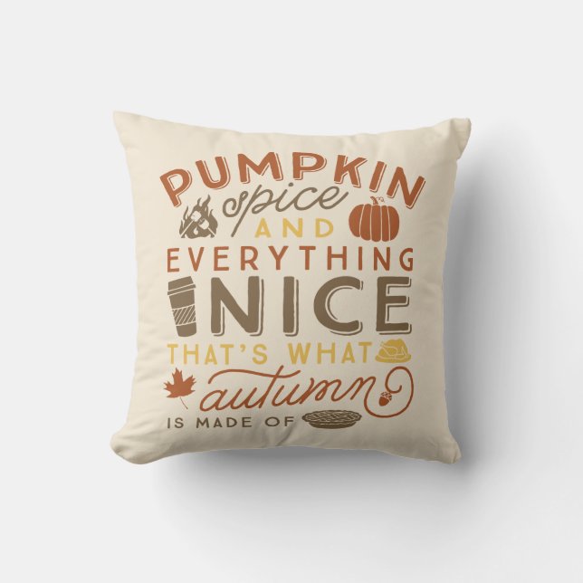 Pumpkin Spice Typogragrafisk höst Dekorativ kudde (Framsida)