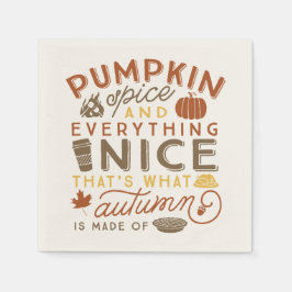 Pumpkin Spice Typography Autumn Cocktail Napkin Pappersservett