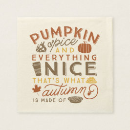 Pumpkin Spice Typography Autumn Cocktail Napkin Pappersservett