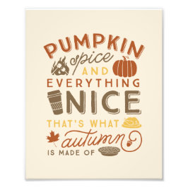 Pumpkin Spice Typography Fall Autumn Art Skriv ut Fototryck