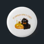 Pumpkin Spice Vibes, Halloween, svart katt, pumpa Knapp<br><div class="desc">Pumpkin Spice Vibes,  Halloween,  svart katt,  pumpa,  barn,  vuxnor Classic T-Shirt</div>