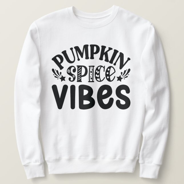 Pumpkin Spice Vibes med Höst löv pumpor Lång Ärmad Tröja (Design framsida)