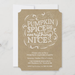 Pumpkin Spice Vintage Kraft Pumpkin Carving Party Inbjudningar