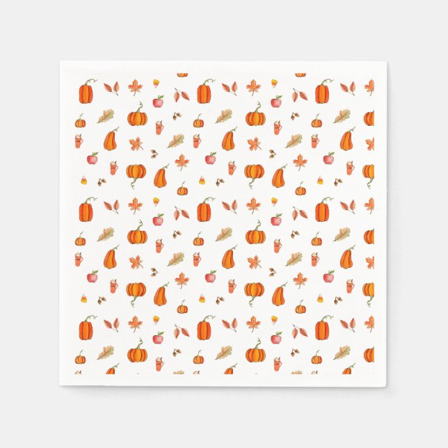 Pumpkin Spice Watercolor Pappersservett (Framsidan)