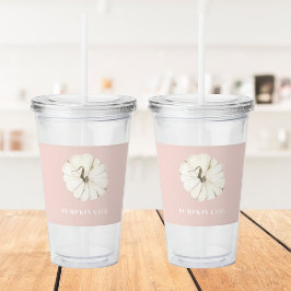 Pumpkin Spice Watercolor Pumpkin | Vit och Rosa Take Away Mugg