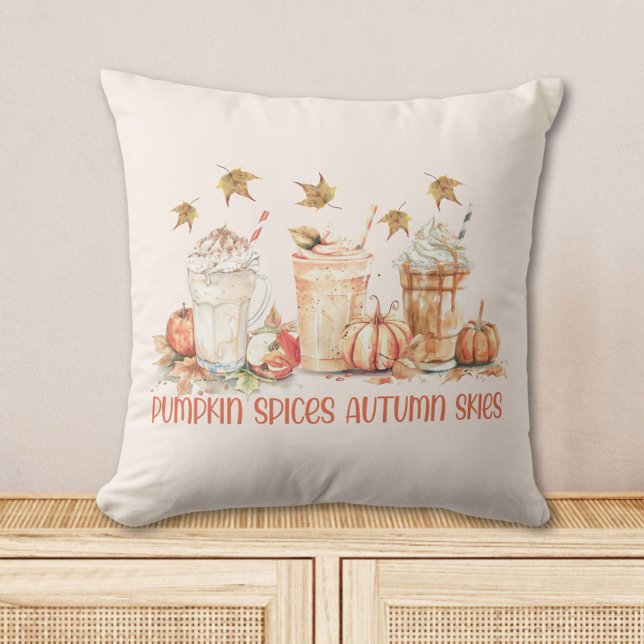 Pumpkin Spices Fall Autumn Drink Funny Citat Kudde (In situ)