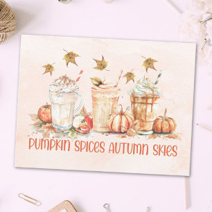 Pumpkin Spices Fall Autumn Drink Funny Citat Vykort