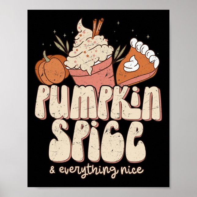 Pumpkin Spill och allt som är fint faller i Kaffe. Poster (Framsidan)