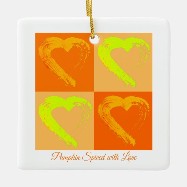 Pumpkin spjutat med Kärlek Hearts-bil för prydnads Julgransprydnad Keramik (Framsida)