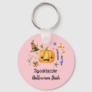 Pumpkin Spooktacular Halloween Bash Party Rosa Nyckelring
