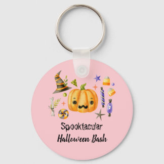 Pumpkin Spooktacular Halloween Bash Party Rosa Nyckelring