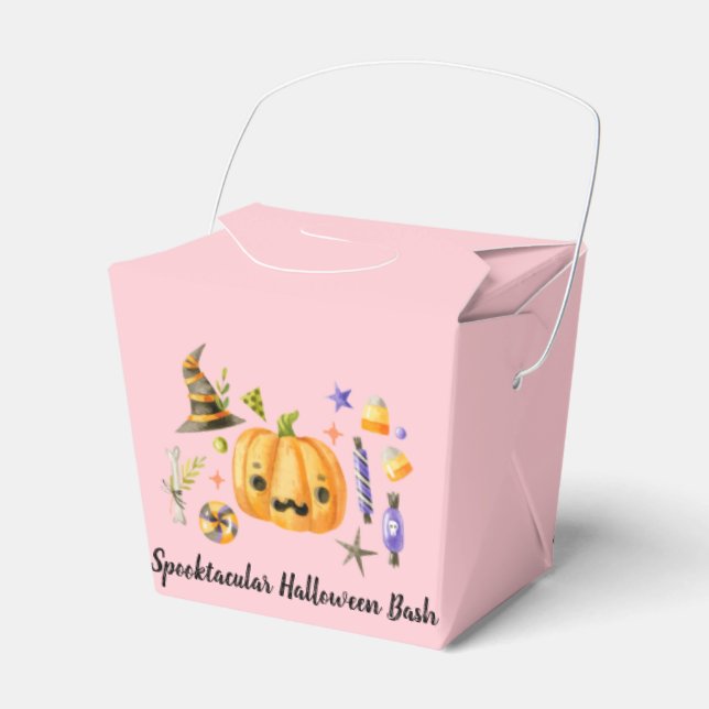 Pumpkin Spooktacular Halloween Bash Party Rosa Presentaskar (Framsidan Sidan)