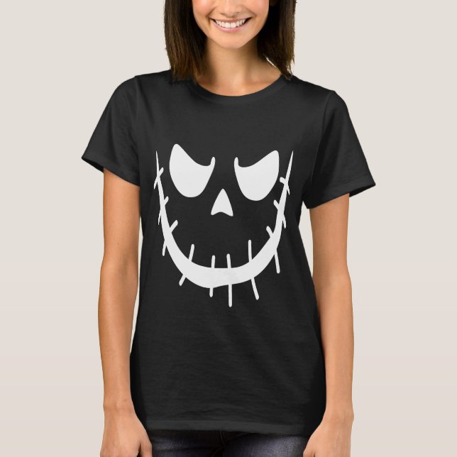 Pumpkin Spooky Roligt Creepy Jack o lantern Ansikt T Shirt (Framsida)