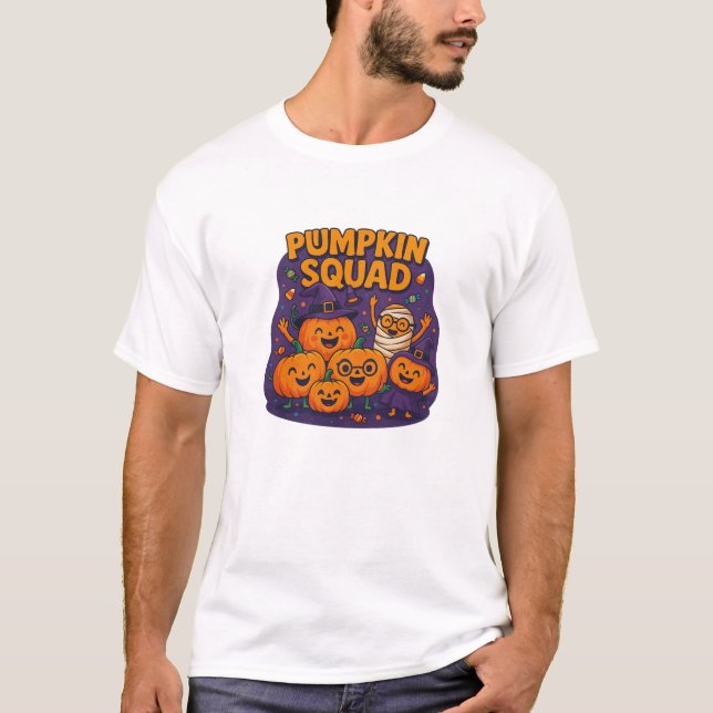 Pumpkin Squad | Roligt Cute Halloween T-Shirt (Framsida)