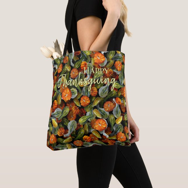 Pumpkin, Squash Autumn Harvest Tote Bag Tygkasse (Närbild)