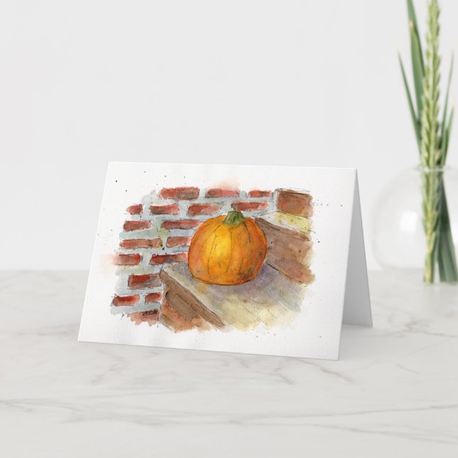 Pumpkin still Life Watercolor Greeting Card Kort (Framsida)