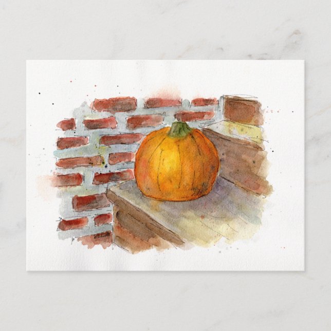 Pumpkin stilla Life Watercolor Pumpkin-vykort Vykort (Framsida)