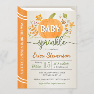 Pumpkin Storybook Neutralt Baby Sprinkle Inbjudningar