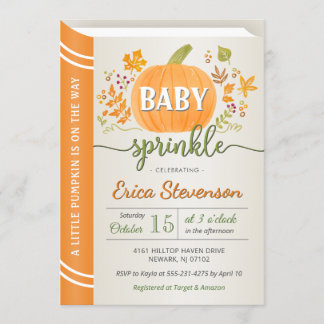 Pumpkin Storybook Neutralt Baby Sprinkle Inbjudningar