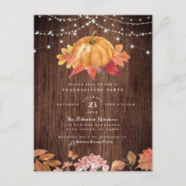 Pumpkin & String Ljus Thanksgiving Party Inbjudan Vykort