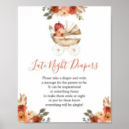 Pumpkin Stroller Baby Shower Late Night Diapers Poster