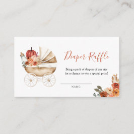 Pumpkin Stroller Floral Baby Shower Diaper Raffle Tilläggskort