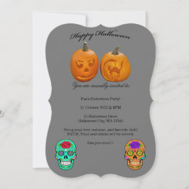 Pumpkin Sugar Skull Halloween fest-inbjudan Inbjudningar