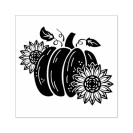 Pumpkin Sunblommor Cute Fall Festival Höst Stämpel