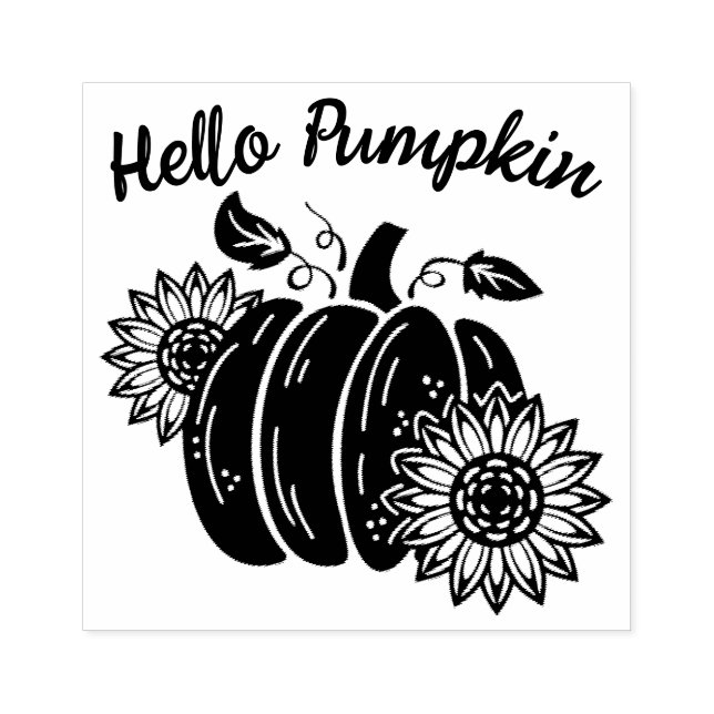 Pumpkin Sunblommor Cute Lägg till din text Stämpel (Tryck)