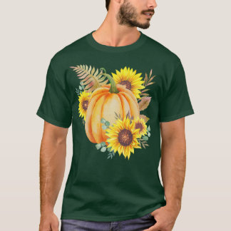 Pumpkin Sunblommor Halloween Clothing Fall Hösten T Shirt