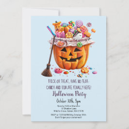 Pumpkin Sweets Witch Broom Halloween fest Inbjudningar