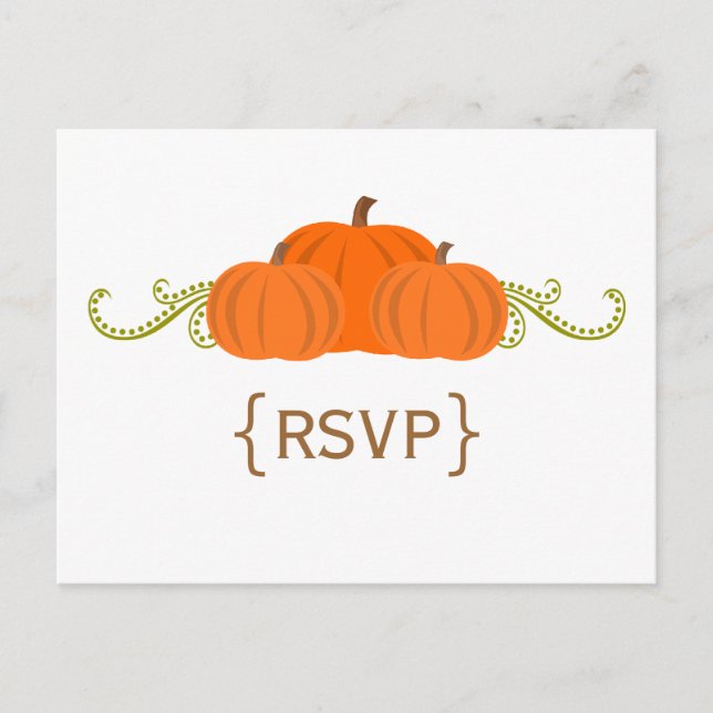 Pumpkin Swirls Fall Wedding OSA Postcard Inbjudan Vykort (Framsida)