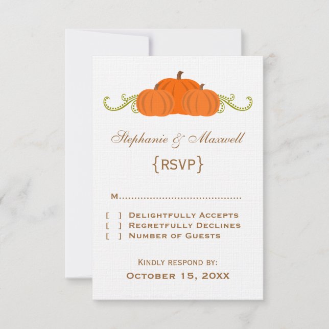 Pumpkin Swirls Fall Wedding ResponCard OSA Kort (Framsida)