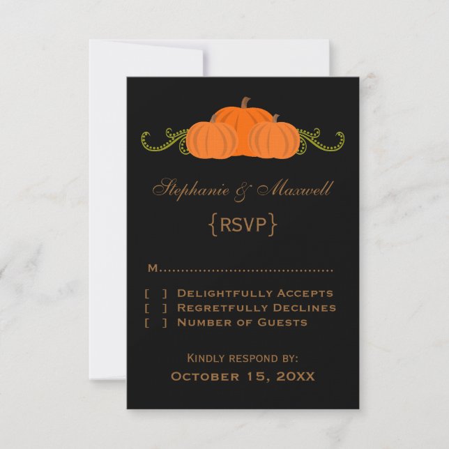 Pumpkin Swirls Fall Wedding Response Card (mörk) OSA Kort (Framsida)