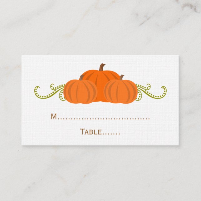 Pumpkin Swirls Fall Wedplace Card Placeringskort (Framsida)