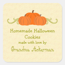 Pumpkin Swirls Halloween Baking Label Stickers Fyrkantigt Klistermärke
