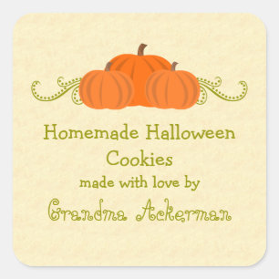 Pumpkin Swirls Halloween Baking Label Stickers Fyrkantigt Klistermärke