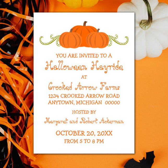 Pumpkin Swirls Halloween fest-inbjudan Inbjudningar (Pumpkin Swirls Halloween Party Invitation)