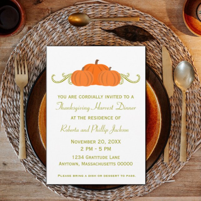 Pumpkin Swirls Thanksgiving-inbjudan Inbjudningar (Pumpkin Swirls Thanksgiving Invitation)