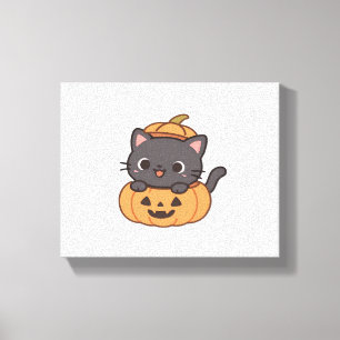 Pumpkin T-Shirt - Svart kattinlägg - Canvastryck